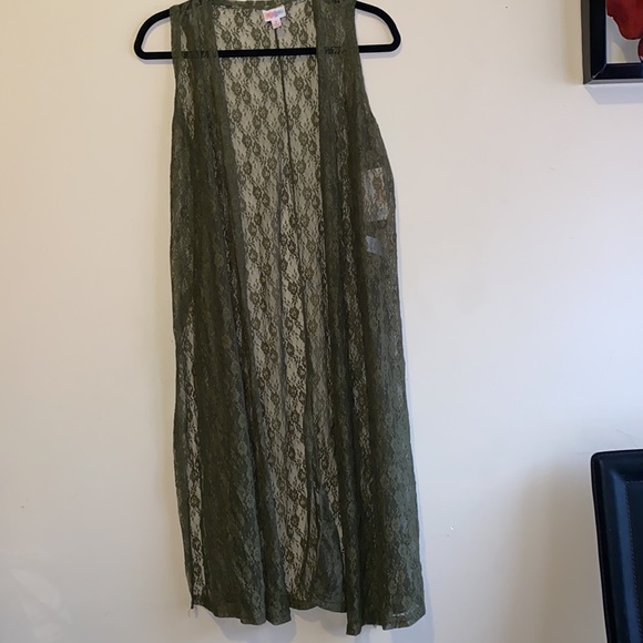 LulaRoe lace joy vest size S green - Picture 2 of 11
